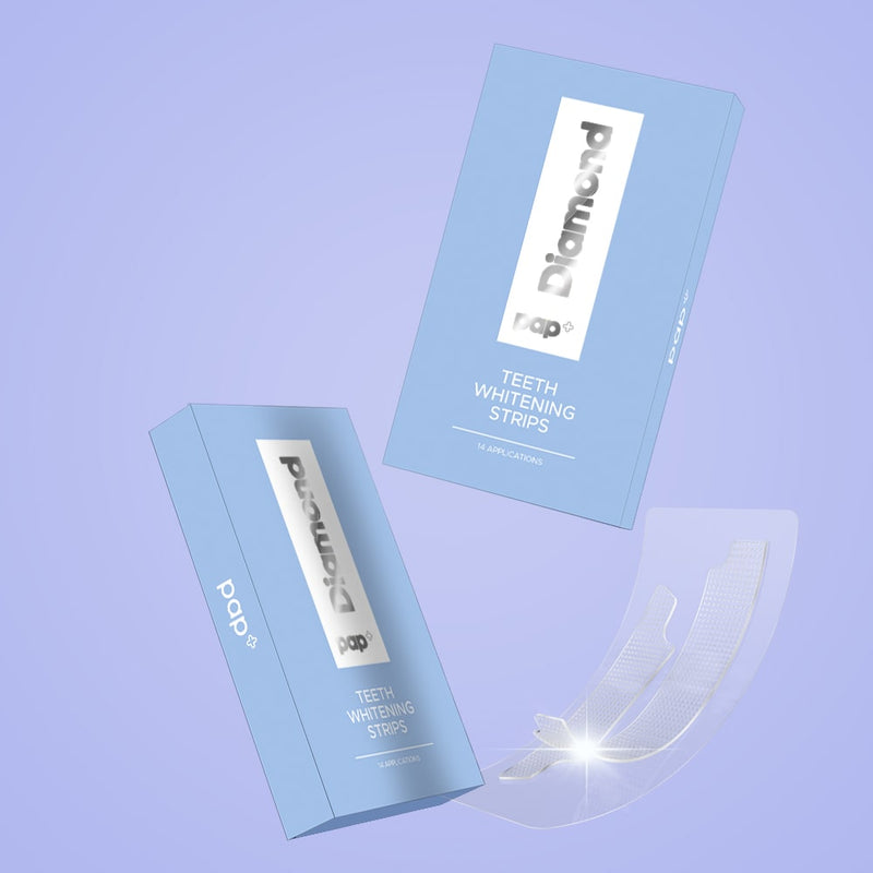 Kaksi pakettia White Strips PAP+ hampaiden valkaisuliuskoja Diamond Smile
